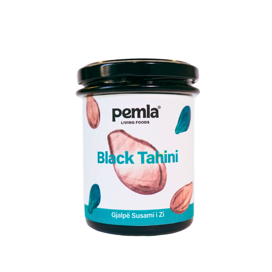 Pastë tahini RAW nga farat e aktivizuara të susamit të zi